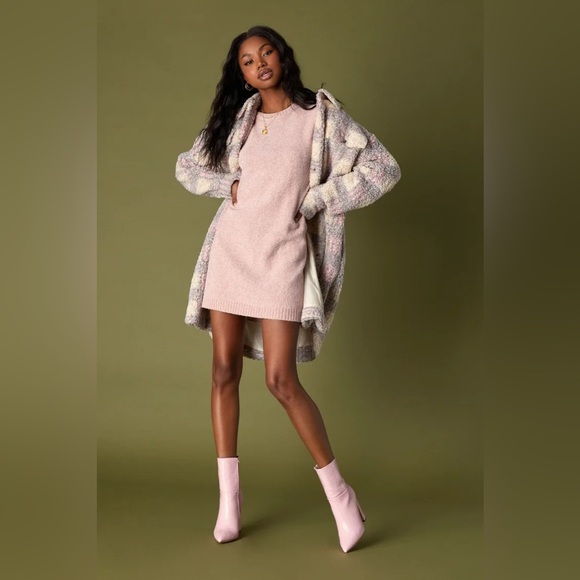Lulus Pink Chenille Knit Sweater Dress - Picture 4 of 6
